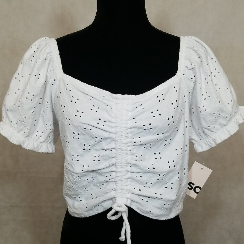 SO Brand Dye-Cut  Womens Junior Top Size XX-Large White‎ NWT